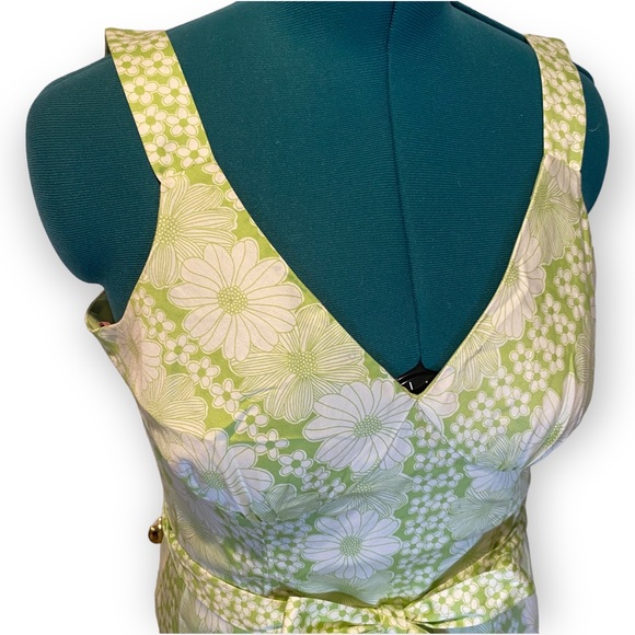 NWOT Bandolino Green White Drop Waist Retro Summer Dress With Daisy Print Size 8 - Picture 12 of 13